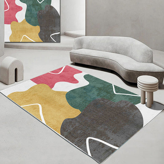 Multi-Colored Modern Rug Polyester Colorblock Rug Pet Friendly Washable Non-Slip Carpet for Decoration Yellow