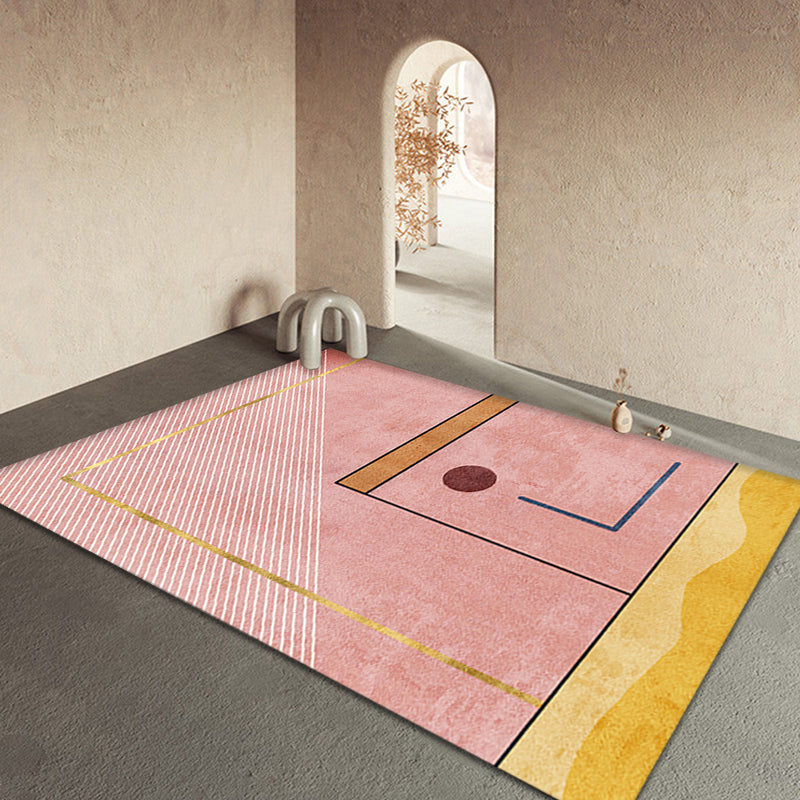 Multi Color Modern Carpet Polyester Colorblock Geometry Pattern Rug Pet Friendly Washable Non-Slip Rug for Living Room Pink Clearhalo 'Area Rug' 'Modern' 'Rugs' Rug' 1868601