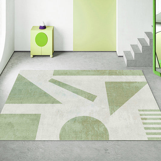 Multi Color Modern Carpet Polyester Colorblock Geometry Pattern Rug Pet Friendly Washable Non-Slip Rug for Living Room Light Green Clearhalo 'Area Rug' 'Modern' 'Rugs' Rug' 1868602