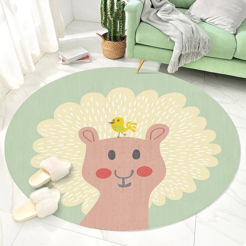 Multicolor Animal Pattern Area Rug Polyester Kids Rug Washable Anti-Slip Backing Rug for Child's Room Yellow Clearhalo 'Area Rug' 'Rug' 1868603
