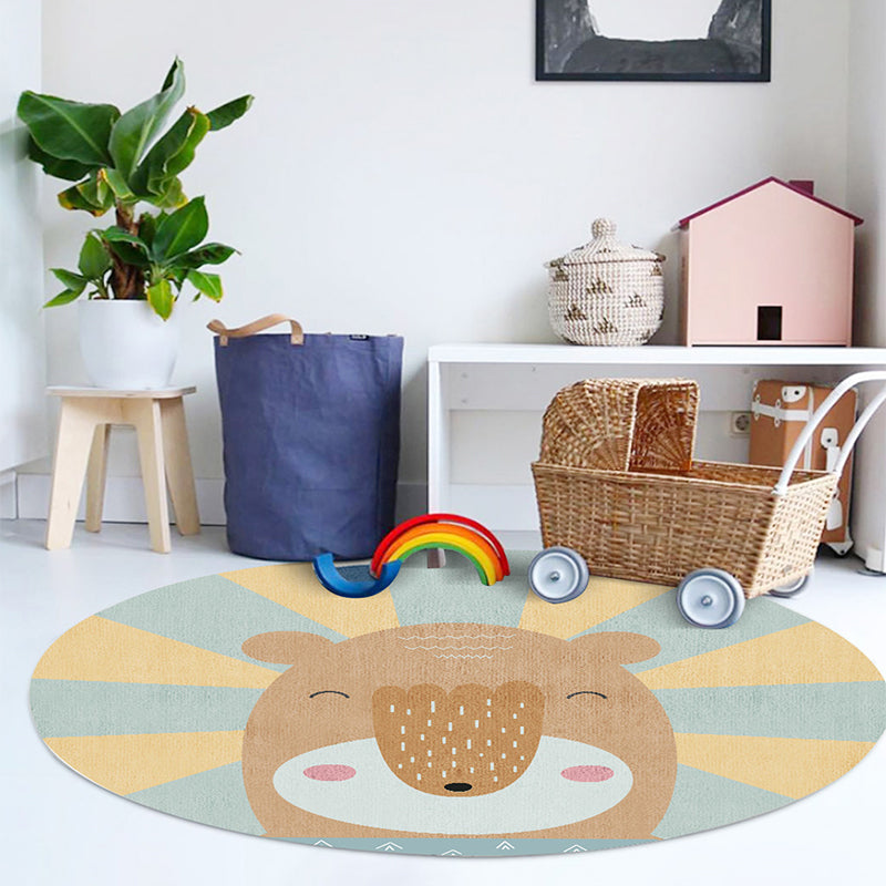 Multicolor Animal Pattern Area Rug Polyester Kids Rug Washable Anti-Slip Backing Rug for Child's Room Brown Clearhalo 'Area Rug' 'Rug' 1868610