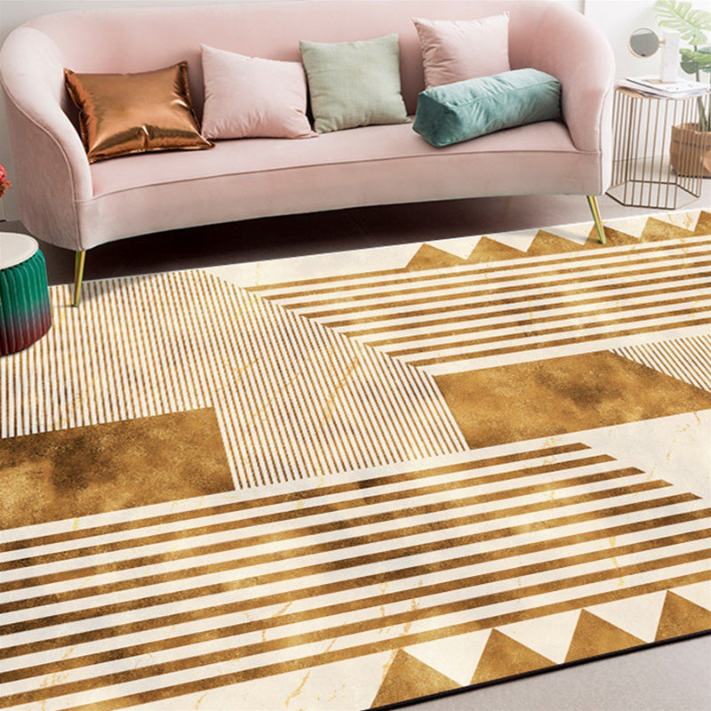 Stylish Geometric Pattern Rug with Stripe Yellow Nordic Rug Polyester Washable Non-Slip Pet Friendly Carpet for Living Room Yellow Clearhalo 'Area Rug' 'Modern' 'Rugs' Rug' 1868633