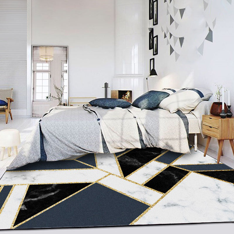 Modern Geometric Pattern Rug with Marble Surface Black Polypropylene Carpet Anti-Slip Pet Friendly Washable Rug for Parlor Black Clearhalo 'Area Rug' 'Modern' 'Rugs' Rug' 1868641