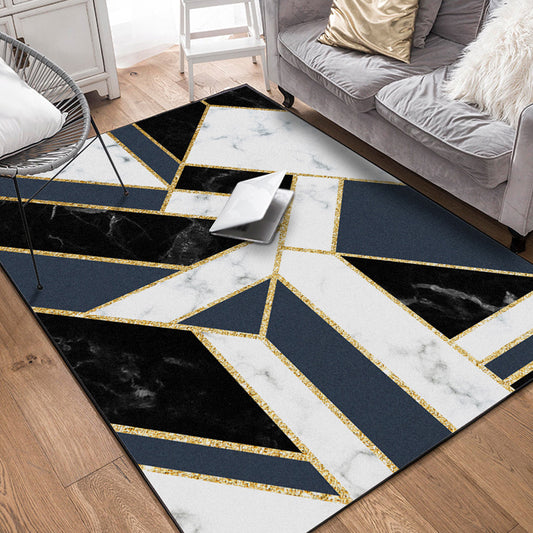 Modern Geometric Pattern Rug with Marble Surface Black Polypropylene Carpet Anti-Slip Pet Friendly Washable Rug for Parlor Clearhalo 'Area Rug' 'Modern' 'Rugs' Rug' 1868642