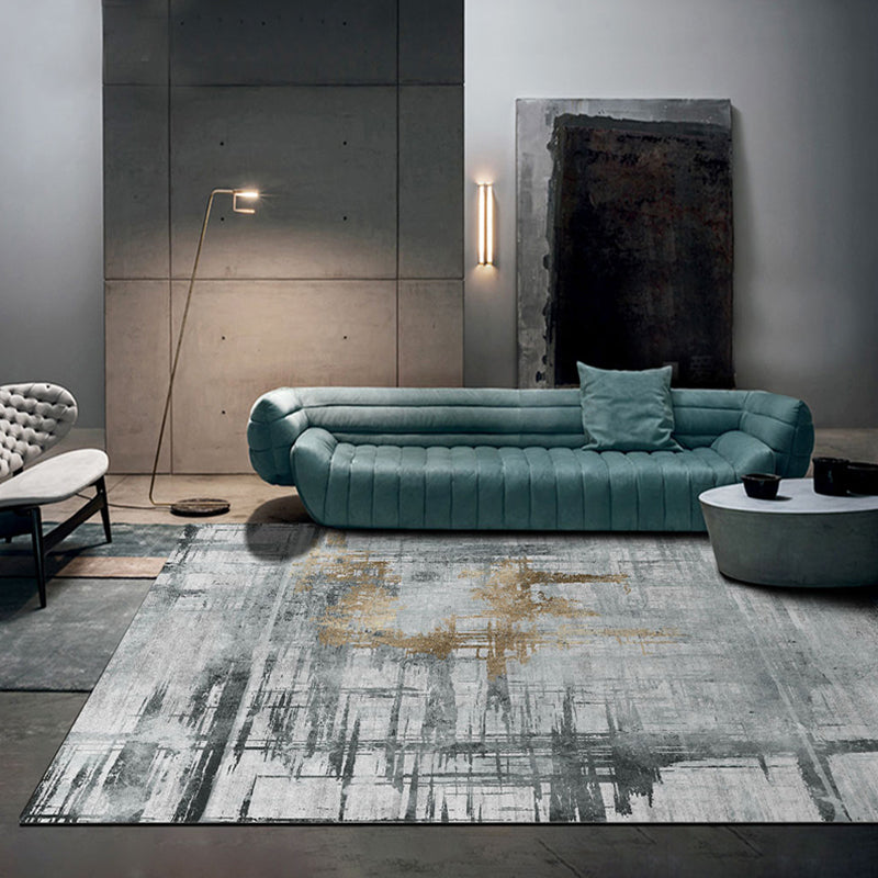 Modern Abstract Rug Smoke Grey Polyester Rug Anti-Slip Backing Pet Friendly Washable Area Rug for Home Gold Clearhalo 'Area Rug' 'Rugs' 'Shabby Chic' Rug' 1868678
