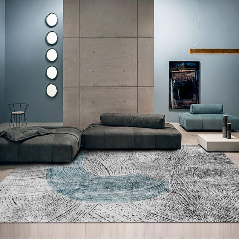 Modern Abstract Rug Smoke Grey Polyester Rug Anti-Slip Backing Pet Friendly Washable Area Rug for Home Blue Clearhalo 'Area Rug' 'Rugs' 'Shabby Chic' Rug' 1868684