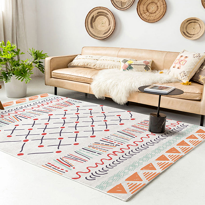 Southwestern Living Room Carpet White Tribal Geometry Pattern Rug Polyester Washable Non-Slip Pet Friendly Rug Yellow-Red Clearhalo 'Area Rug' 'Rugs' 'Southwestern' Rug' 1868690