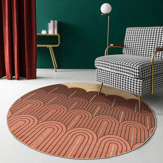 Modernism Geometric Rug with Stripe Orange Chenille Rug Non-Slip Pet Friendly Washable Area Rug for Bedroom Yellow-Red Clearhalo 'Area Rug' 'Modern' 'Rugs' Rug' 1868698