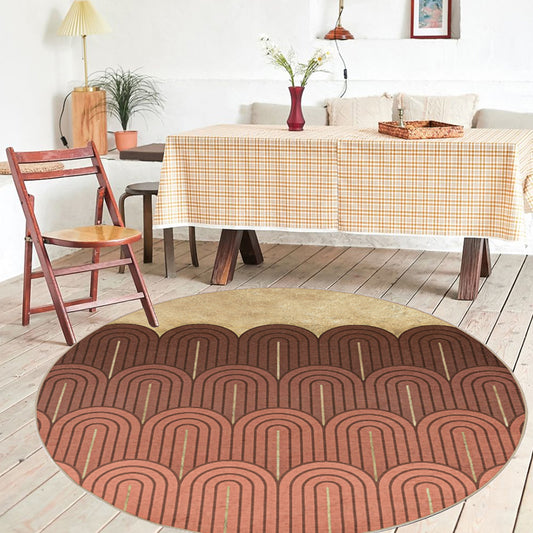 Modernism Geometric Rug with Stripe Orange Chenille Rug Non-Slip Pet Friendly Washable Area Rug for Bedroom Clearhalo 'Area Rug' 'Modern' 'Rugs' Rug' 1868699