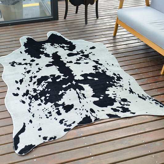 Black Bedroom Rug Modern Cow Skin Pattern Rug Polyester Anti-Slip Backing Washable Area Rug Black 4'7" x 6'7" Clearhalo 'Area Rug' 'Casual' 'Rugs' Rug' 1868730