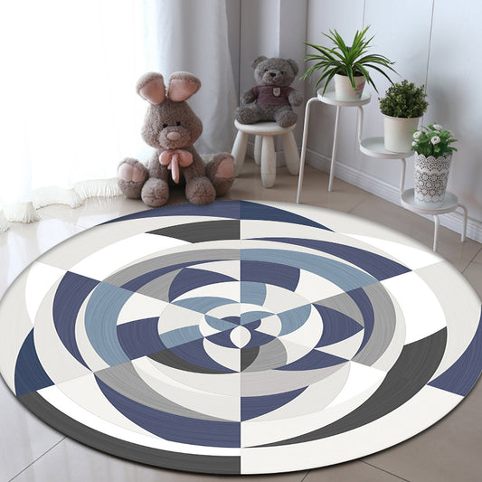 Multicolor Geometrical Circle Pattern Rug with Stripe Synthetics Modernist Rug Washable Anti-Slip Backing Carpet for Decoration Blue Clearhalo 'Area Rug' 'Modern' 'Rugs' Rug' 1868751