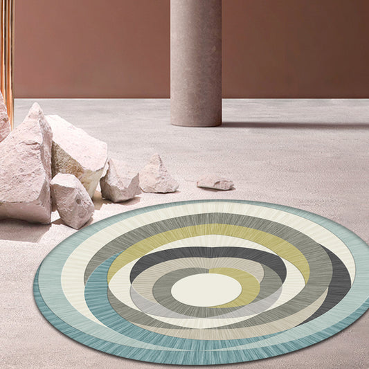 Multicolor Geometrical Circle Pattern Rug with Stripe Synthetics Modernist Rug Washable Anti-Slip Backing Carpet for Decoration Aqua Clearhalo 'Area Rug' 'Modern' 'Rugs' Rug' 1868752