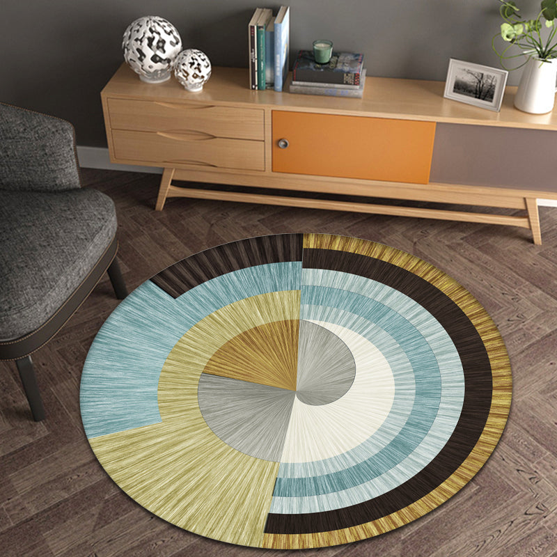 Multicolor Geometrical Circle Pattern Rug with Stripe Synthetics Modernist Rug Washable Anti-Slip Backing Carpet for Decoration Yellow Clearhalo 'Area Rug' 'Modern' 'Rugs' Rug' 1868753