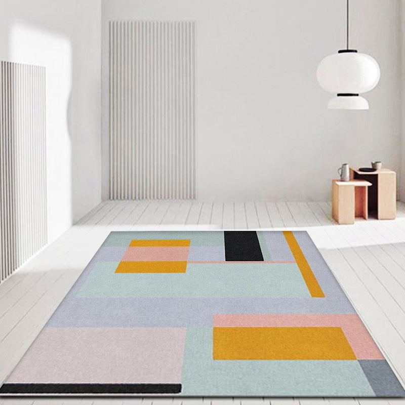 Multi-Color Parlor Rug Novelty Colorblock Area Rug Polyester Machine Washable Non-Slip Backing Rug Turquoise Clearhalo 'Area Rug' 'Modern' 'Rugs' Rug' 1868763
