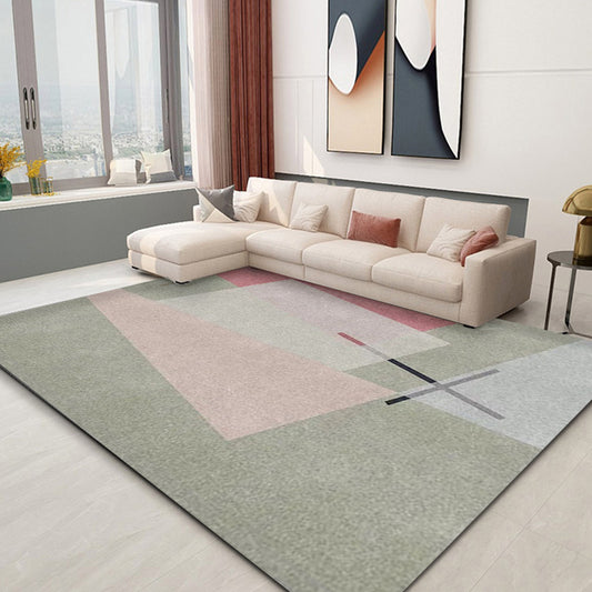 Multi-Color Parlor Rug Novelty Colorblock Area Rug Polyester Machine Washable Non-Slip Backing Rug Light Army Green Clearhalo 'Area Rug' 'Modern' 'Rugs' Rug' 1868764