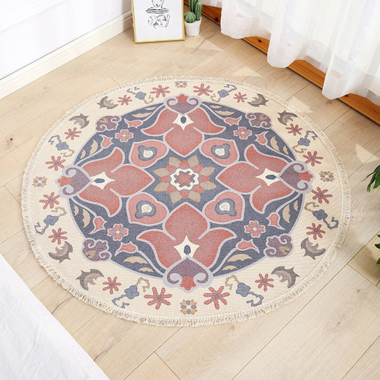 Multi Color Parlour Rug Moroccan Tribal Flower Pattern Rug Flax Washable Anti-Slip Backing Pet Friendly Area Carpet Red Clearhalo 'Area Rug' 'Moroccan' 'Rugs' Rug' 1868777