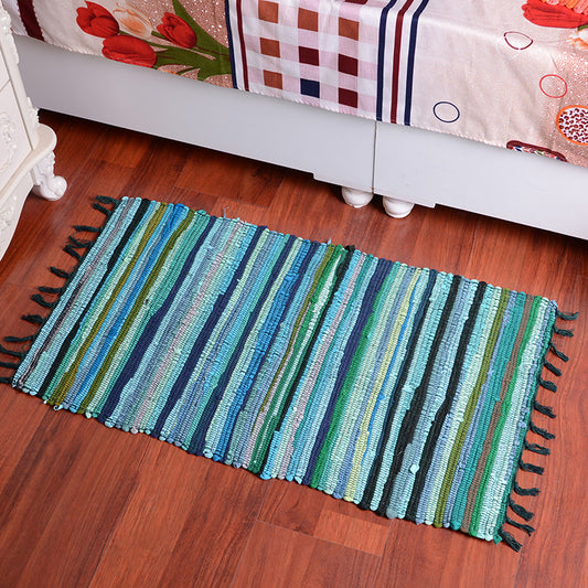 Multicolor Bedroom Rug Modern Striped Pattern Rug Cotton Anti-Slip Backing Washable Area Rug Green Clearhalo 'Area Rug' 'Bohemian' 'Rugs' Rug' 1868787