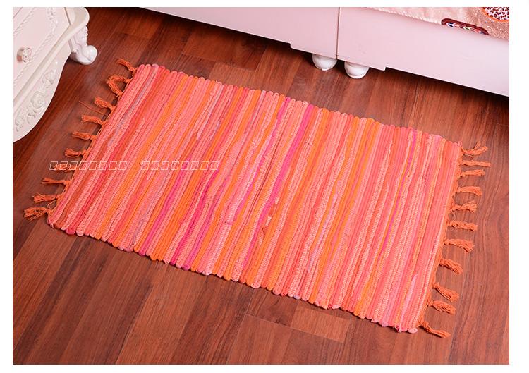 Multicolor Bedroom Rug Modern Striped Pattern Rug Cotton Anti-Slip Backing Washable Area Rug Yellow-Red Clearhalo 'Area Rug' 'Bohemian' 'Rugs' Rug' 1868788