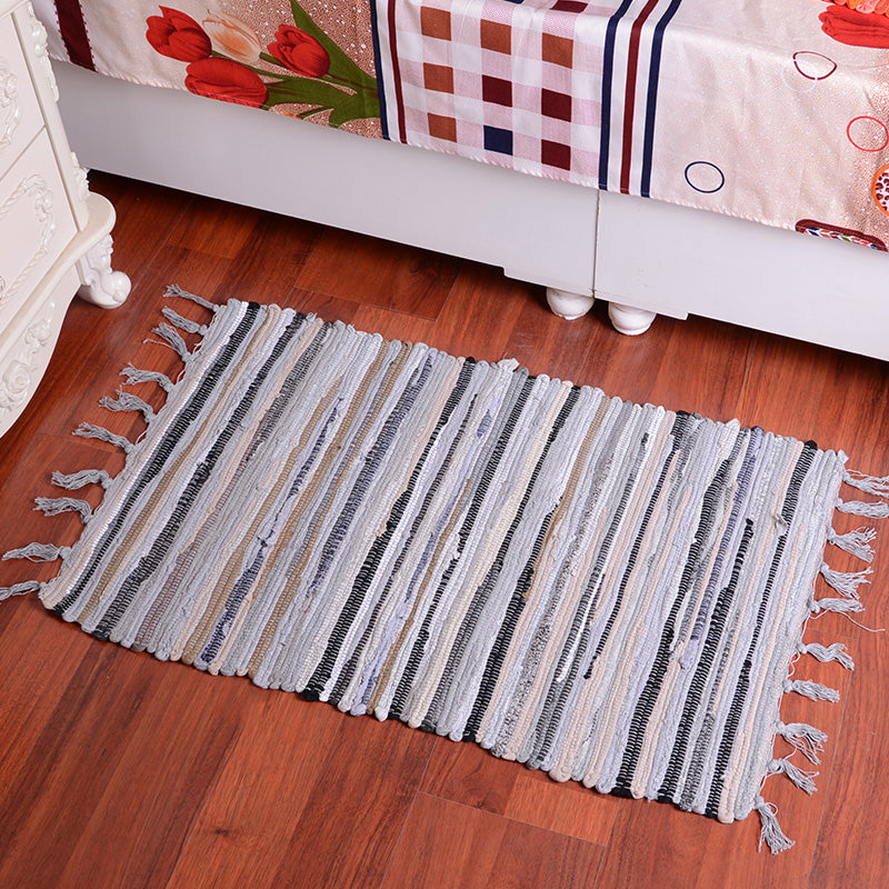 Multicolor Bedroom Rug Modern Striped Pattern Rug Cotton Anti-Slip Backing Washable Area Rug Grey Clearhalo 'Area Rug' 'Bohemian' 'Rugs' Rug' 1868791