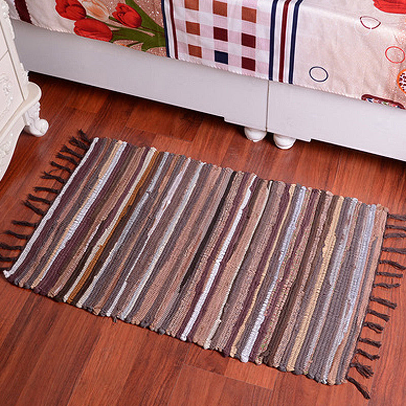 Multicolor Bedroom Rug Modern Striped Pattern Rug Cotton Anti-Slip Backing Washable Area Rug Coffee Clearhalo 'Area Rug' 'Bohemian' 'Rugs' Rug' 1868795