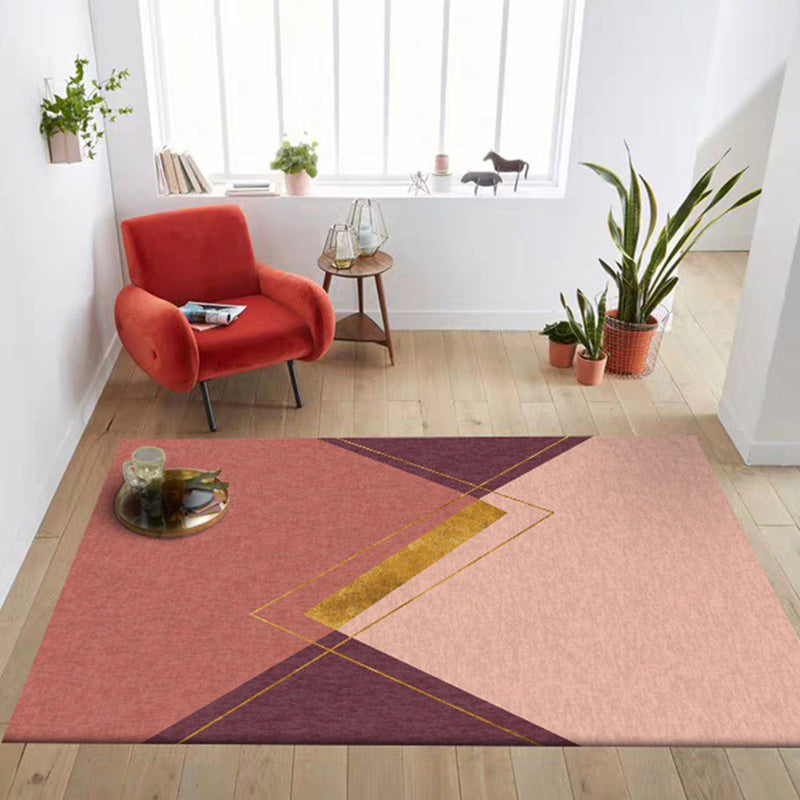 Red and Pink Bedroom Rug Modernist Geometric Pattern Rug Polyester Anti-Slip Backing Washable Area Rug Red Clearhalo 'Area Rug' 'Modern' 'Rugs' Rug' 1868796