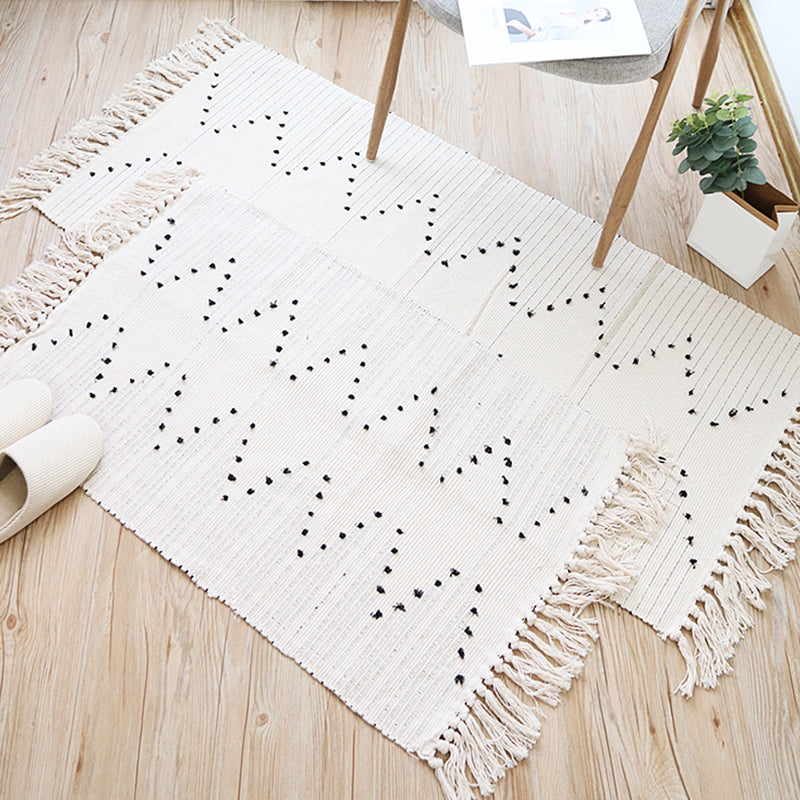 Southwestern Striped Pattern Rug White Cotton Rug Non-Slip Pet Friendly Washable Carpet for Living Room White Clearhalo 'Area Rug' 'Rugs' 'Southwestern' Rug' 1868804