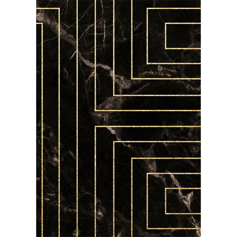 Black Marble Surface Pattern Area Rug with Stripe Polyester Modern Rug Washable Anti-Slip Backing Rug for Decoration Clearhalo 'Area Rug' 'Modern' 'Rugs' Rug' 1868821