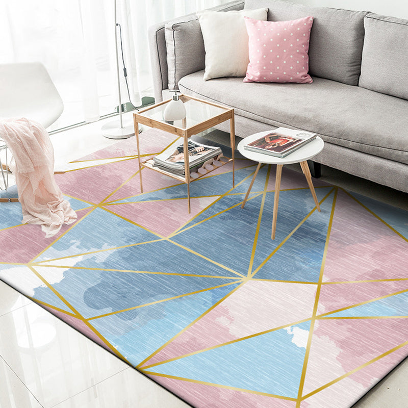Blue Geometric Pattern Rug Polyester Modern Rug Washable Non-Slip Pet Friendly Carpet for Living Room Clearhalo 'Area Rug' 'Modern' 'Rugs' Rug' 1868829