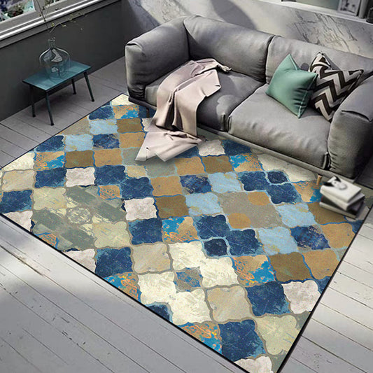 Multicolor Moroccan Area Rug Polyester Geometric Ogee Pattern Rug Pet Friendly Washable Non-Slip Area Rug for Parlour Clearhalo 'Area Rug' 'Moroccan' 'Rugs' Rug' 1868861