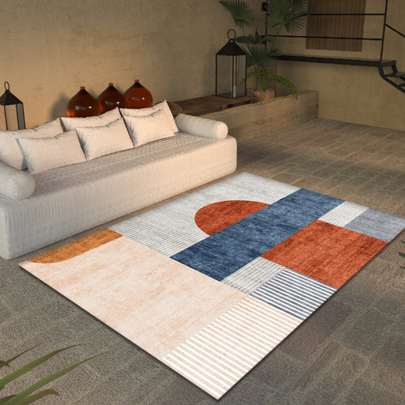 Orange-Red Modern Rug Polyester Colorblock Striped Pattern Rug Pet Friendly Washable Non-Slip Carpet for Home Orange-Red Clearhalo 'Area Rug' 'Rug' 1868941