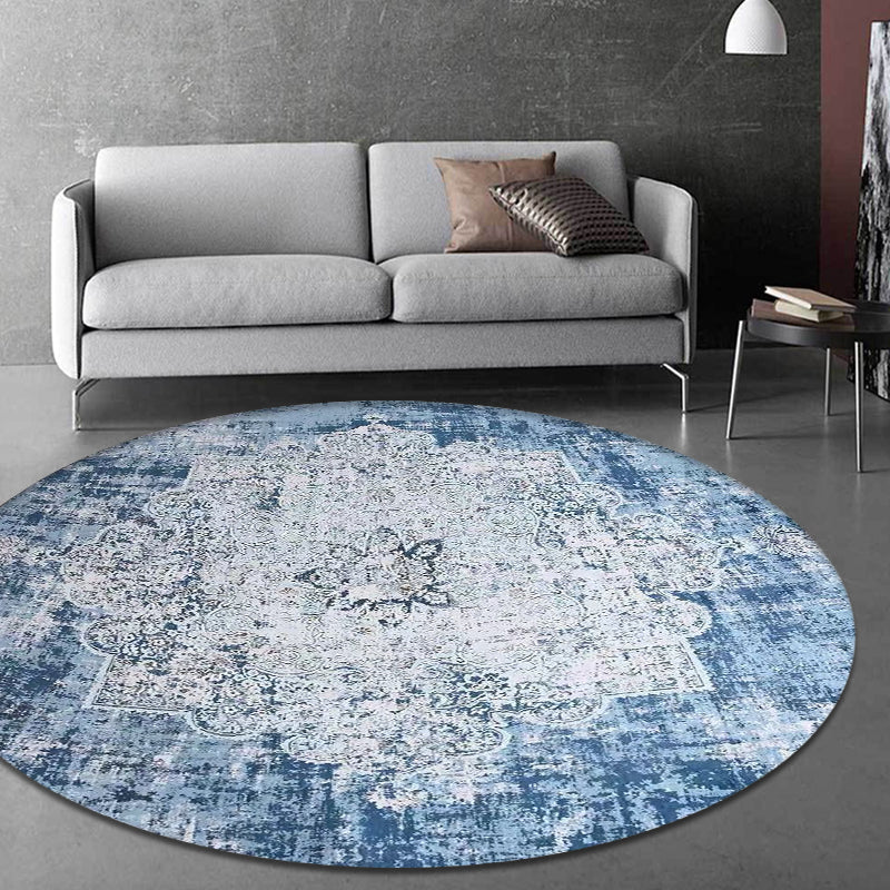 Multicolor Decoration Rug Shabby Chic Medallion Pattern Rug Polyester Machine Washable Non-Slip Backing Carpet Blue Clearhalo 'Area Rug' 'Rugs' 'Shabby Chic' Rug' 1868961