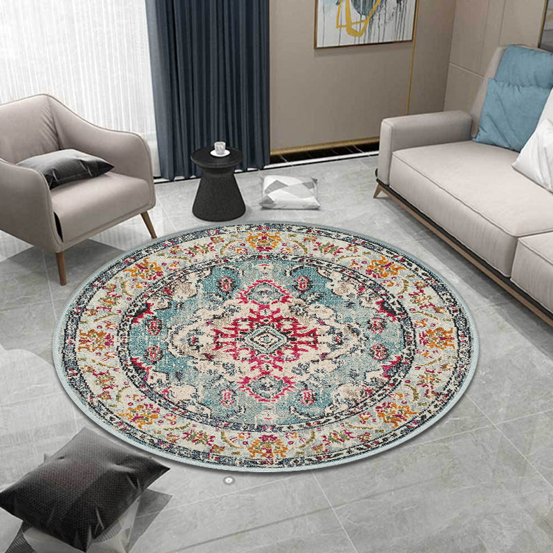 Multicolor Decoration Rug Shabby Chic Medallion Pattern Rug Polyester Machine Washable Non-Slip Backing Carpet Aqua Clearhalo 'Area Rug' 'Rugs' 'Shabby Chic' Rug' 1868968