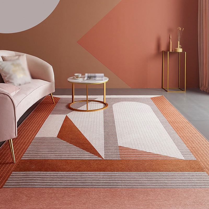 Orange Living Room Rug Modernist Striped Pattern Rug Chenille Washable Anti-Slip Backing Pet Friendly Carpet Red Clearhalo 'Area Rug' 'Rug' 1868991