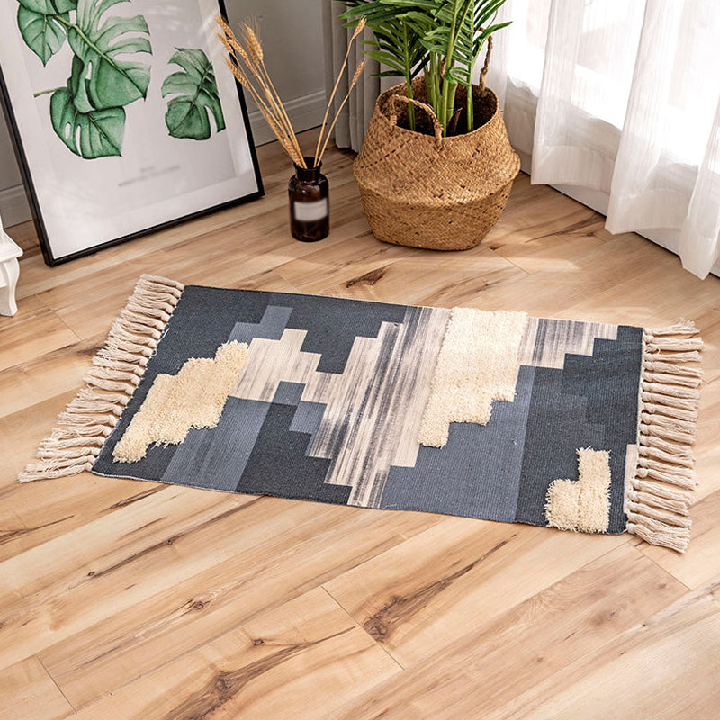 Multicoloured Tribal Stripe Pattern Rug Flax Bohemian Rug Pet Friendly Washable Non-Slip Area Rug for Living Room Clearhalo 'Area Rug' 'Bohemian' 'Rugs' Rug' 1869004