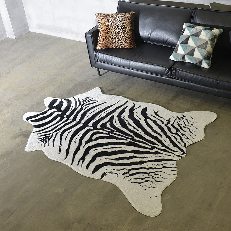Black Bedroom Rug Modern Zebra Striped Pattern Rug Polyester Pet Friendly Washable Area Rug Black 4'7" x 6'7" Clearhalo 'Area Rug' 'Casual' 'Rugs' Rug' 1869112