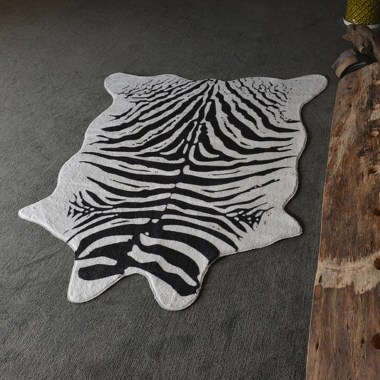 Black Bedroom Rug Modern Zebra Striped Pattern Rug Polyester Pet Friendly Washable Area Rug Clearhalo 'Area Rug' 'Casual' 'Rugs' Rug' 1869114