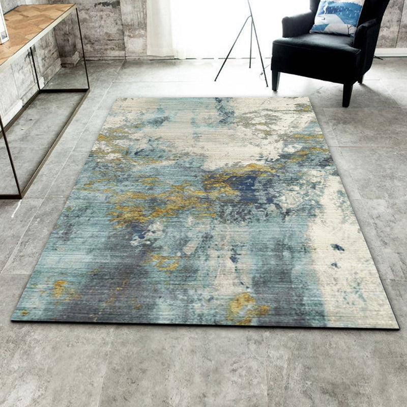 Green Parlour Rug Industrial Abstract Rug Polyester Machine Washable Anti-Slip Backing Carpet Blue Clearhalo 'Area Rug' 'Rug' 1869159