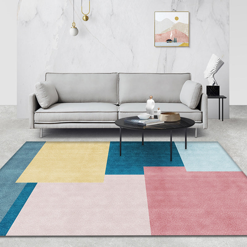 Contemporary Decoration Area Rug Multi Color Geometric and Stripe Pattern Rug Polyester Washable Non-Slip Pet Friendly Carpet Yellow Clearhalo 'Area Rug' 'Modern' 'Rugs' Rug' 1869249