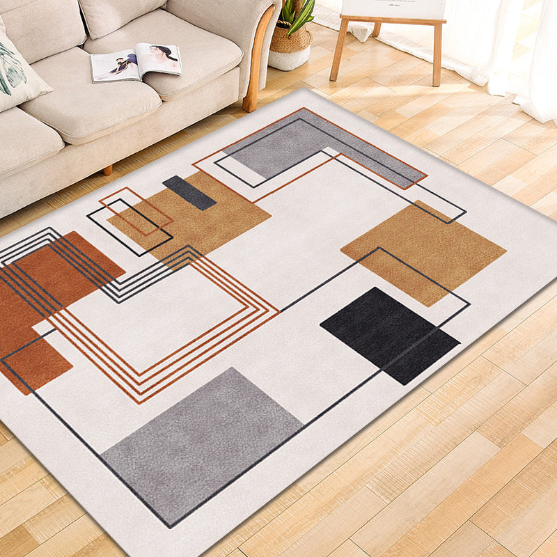 Contemporary Decoration Area Rug Multi Color Geometric and Stripe Pattern Rug Polyester Washable Non-Slip Pet Friendly Carpet Nude Pink Clearhalo 'Area Rug' 'Modern' 'Rugs' Rug' 1869250