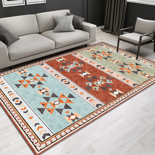 Southwestern Tribal Pattern Rug Multicolor Polyester Rug Anti-Slip Backing Pet Friendly Washable Area Rug for Home Dark Red Clearhalo 'Area Rug' 'Rugs' 'Southwestern' Rug' 1869259