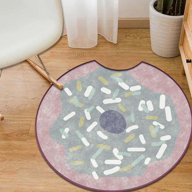 Multi Color Kids Rug Polypropylene Doughnut Pattern Rug Pet Friendly Washable Non-Slip Area Rug for Nursery Purple Clearhalo 'Area Rug' 'Rug' 1869261