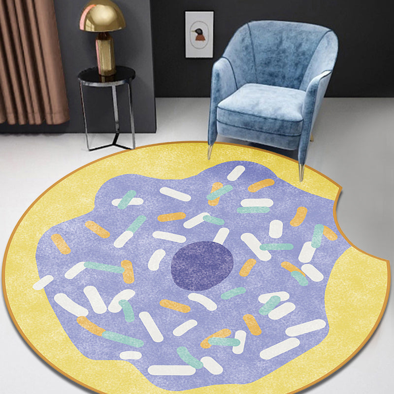 Multi Color Kids Rug Polypropylene Doughnut Pattern Rug Pet Friendly Washable Non-Slip Area Rug for Nursery Yellow Clearhalo 'Area Rug' 'Rug' 1869270
