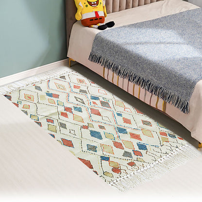 Multicolor Tribal Pattern Rug Cotton Southwestern Rug Washable Non-Slip Pet Friendly Carpet for Living Room Beige 2' x 2'11" Clearhalo 'Area Rug' 'Rugs' 'Southwestern' Rug' 1869304