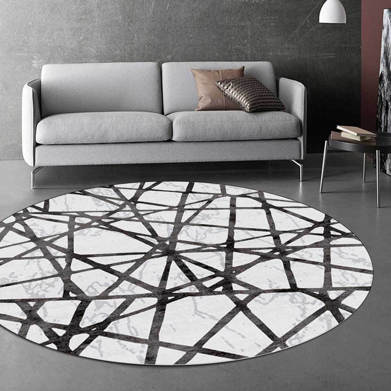 Black Parlor Rug Modernist Geometry Pattern Rug Polypropylene Machine ...