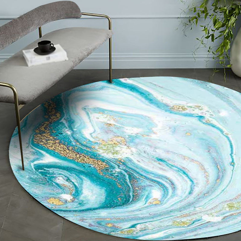 Modern Watercolor Pattern Rug Blue Polyester Carpet Anti-Slip Pet Friendly Washable Rug for Study Blue Clearhalo 'Area Rug' 'Rug' 1869370
