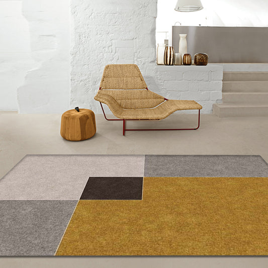 Modernism Colorblock Geometrical Pattern Rug Multicolor Polypropylene Rug Anti-Slip Pet Friendly Washable Area Rug for Bedroom Yellow