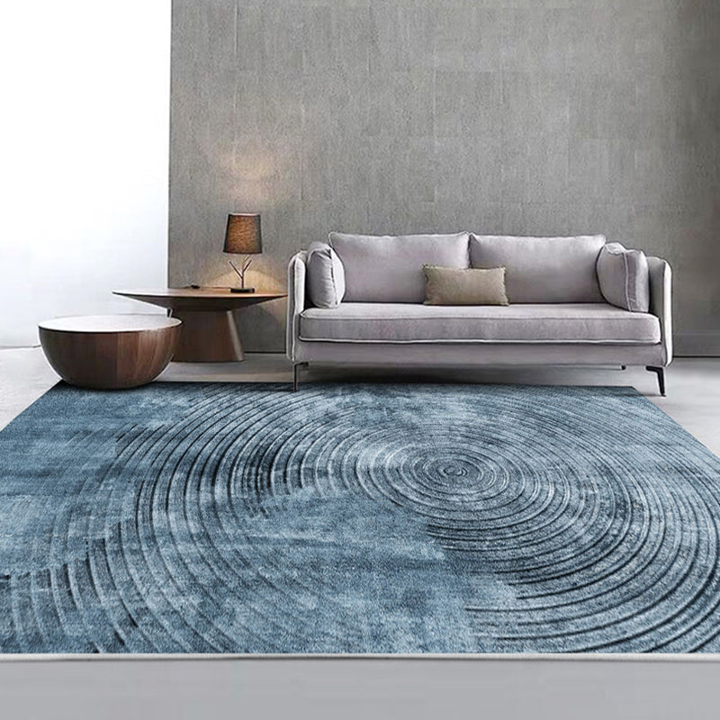 Blue Concentric Circles Pattern Area Rug Synthetics Industrial Rug Washable Anti-Slip Backing Rug for Decoration Clearhalo 'Area Rug' 'Rug' 1869417