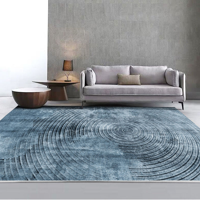 Blue Concentric Circles Pattern Area Rug Synthetics Industrial Rug Washable Anti-Slip Backing Rug for Decoration Blue Clearhalo 'Area Rug' 'Rug' 1869418