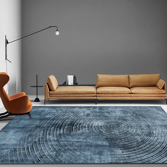 Blue Concentric Circles Pattern Area Rug Synthetics Industrial Rug Washable Anti-Slip Backing Rug for Decoration Clearhalo 'Area Rug' 'Rug' 1869419