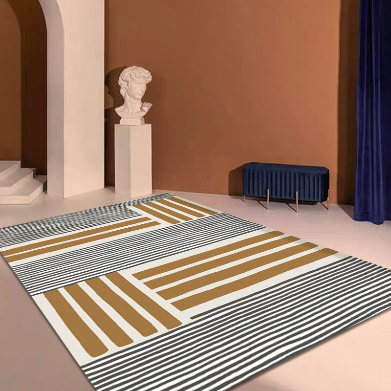 Multi-Color Decoration Indoor Rug Novelty Striped Pattern Rug Synthetics Machine Washable Non-Slip Backing Rug Brown Clearhalo 'Area Rug' 'Modern' 'Rugs' Rug' 1869433